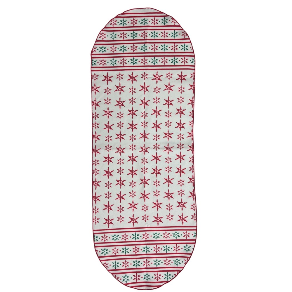 Red Green Snowflake Christmas Table Runner Oblong Holiday Winter Decor 13x36